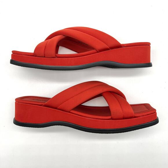 JEFFREY CAMPBELL Sun-Sation Sandal Women 8 Orange Red Platform Cris Cross Padded - Picture 6 of 12